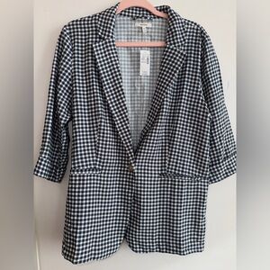 Maurice’s Gingham Black and White Single Button Lightweight Blazer | Medium